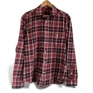 7 For All Mankind Flannel Burgundy and Black Plaid Shirt Large
